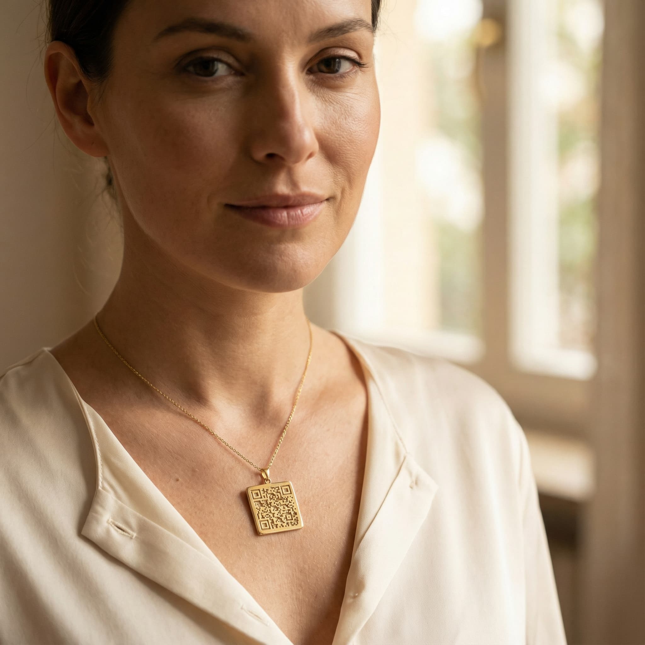 QR Kodlu 925 Ayar Gümüş Kolye (Kişiye Özel)